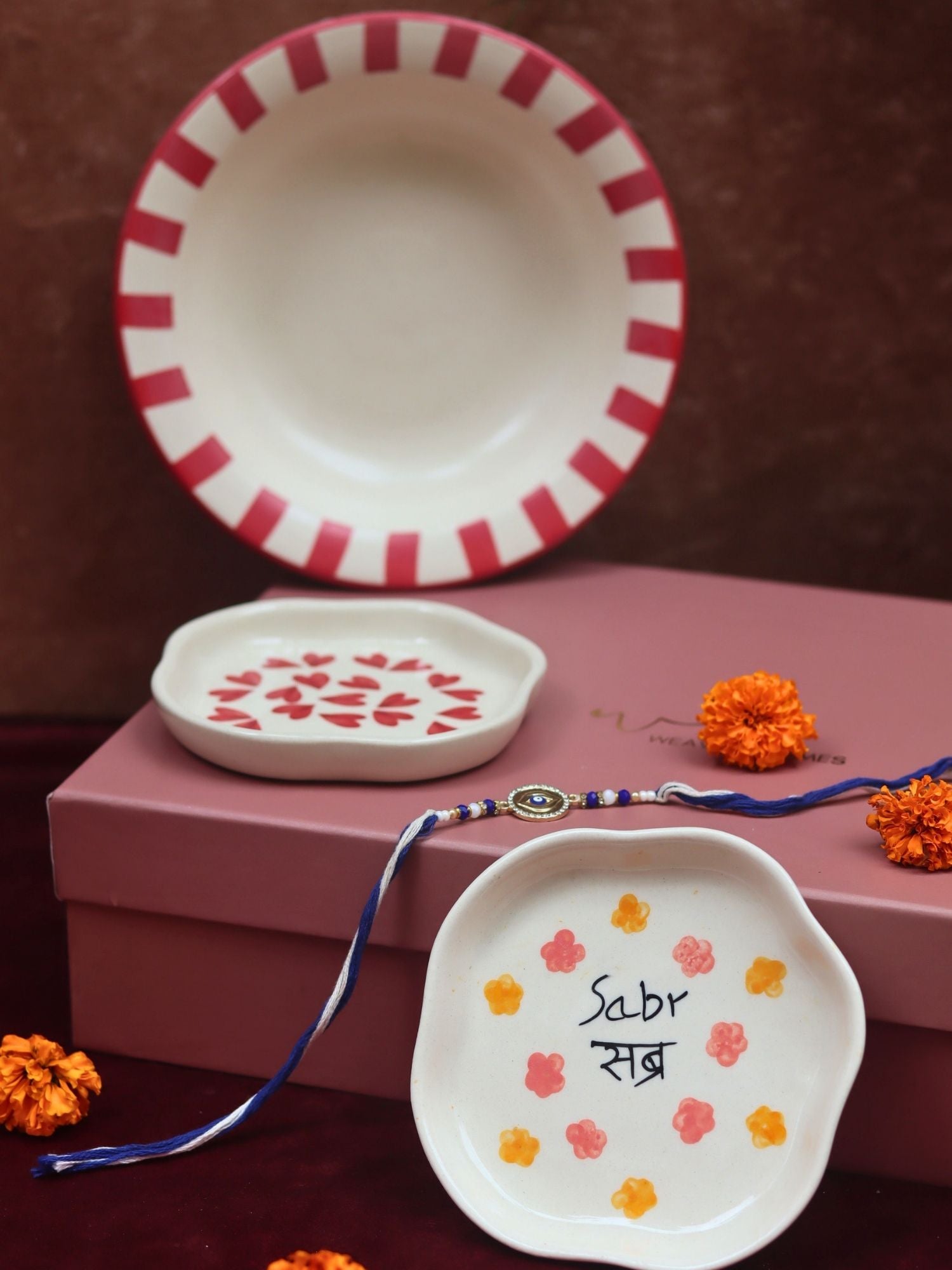The Heartfelt Rakhi Gift Hamper made by ceramic