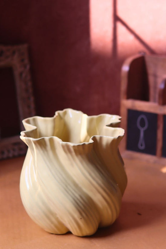 Butter Yellow Statement Vase made by ceramic