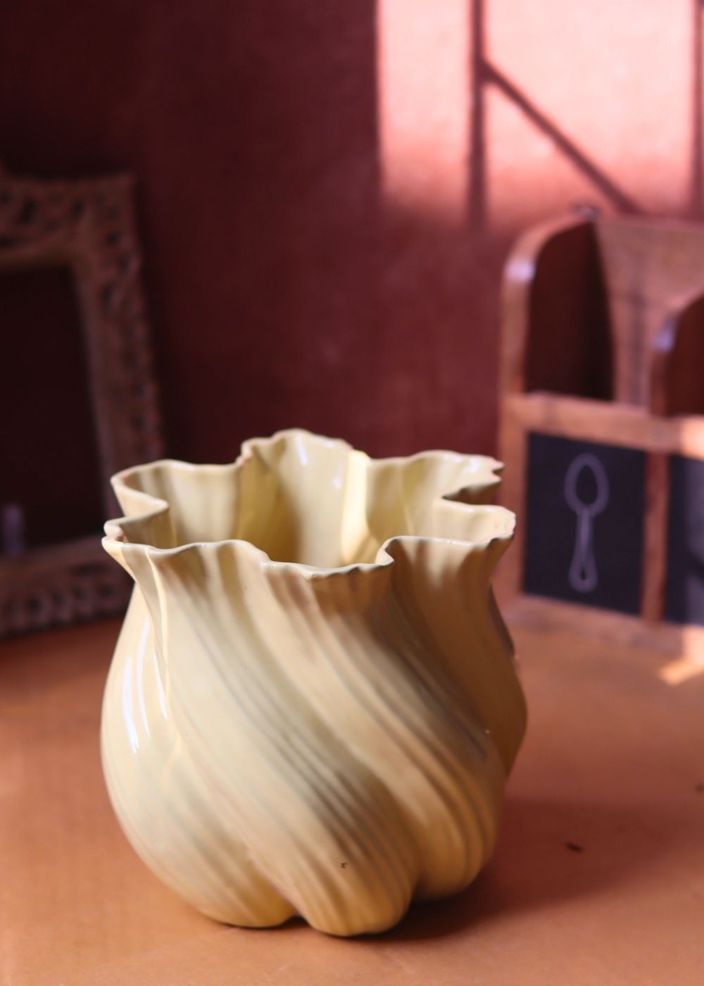 Butter Yellow Statement Vase made by ceramic