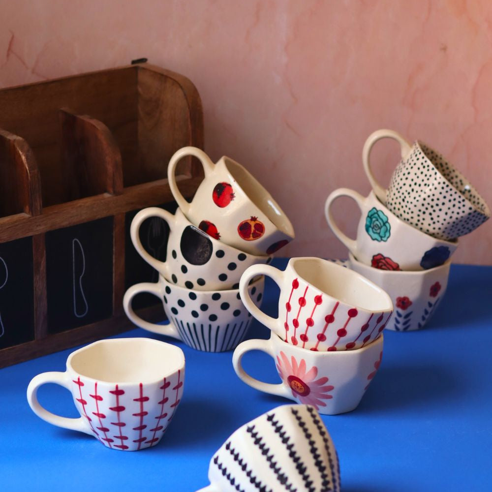 Set of 10 Floral Charm Mugs (for the price of 7) made by ceramic