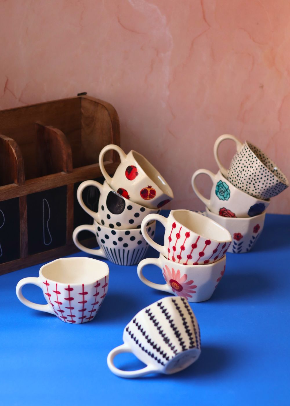 Set of 10 Floral Charm Mugs (for the price of 7) made by ceramic