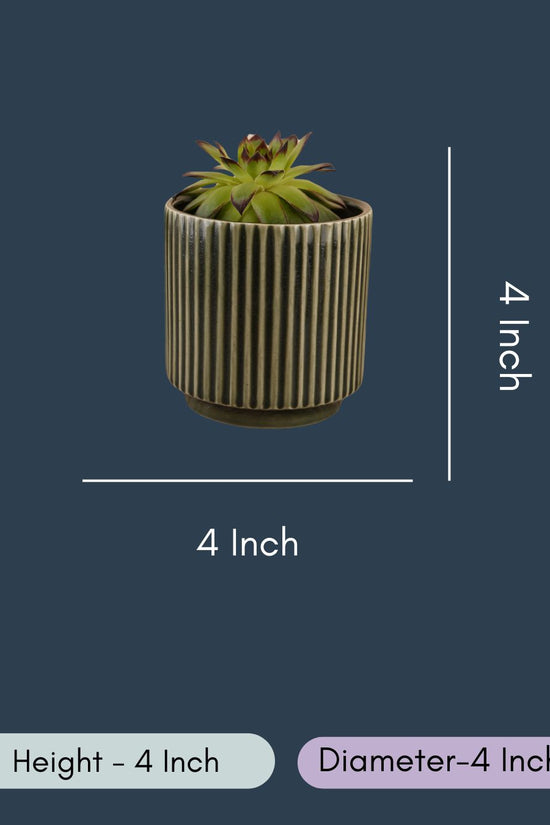 Ribbed Olive Green Planter