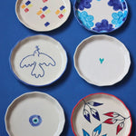 Set of 6 Blue Plates (For the price of 5) made by ceramic