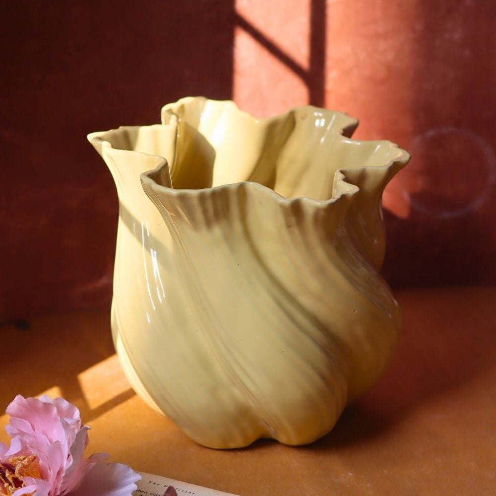 Butter Yellow Statement Vase with premium quality material