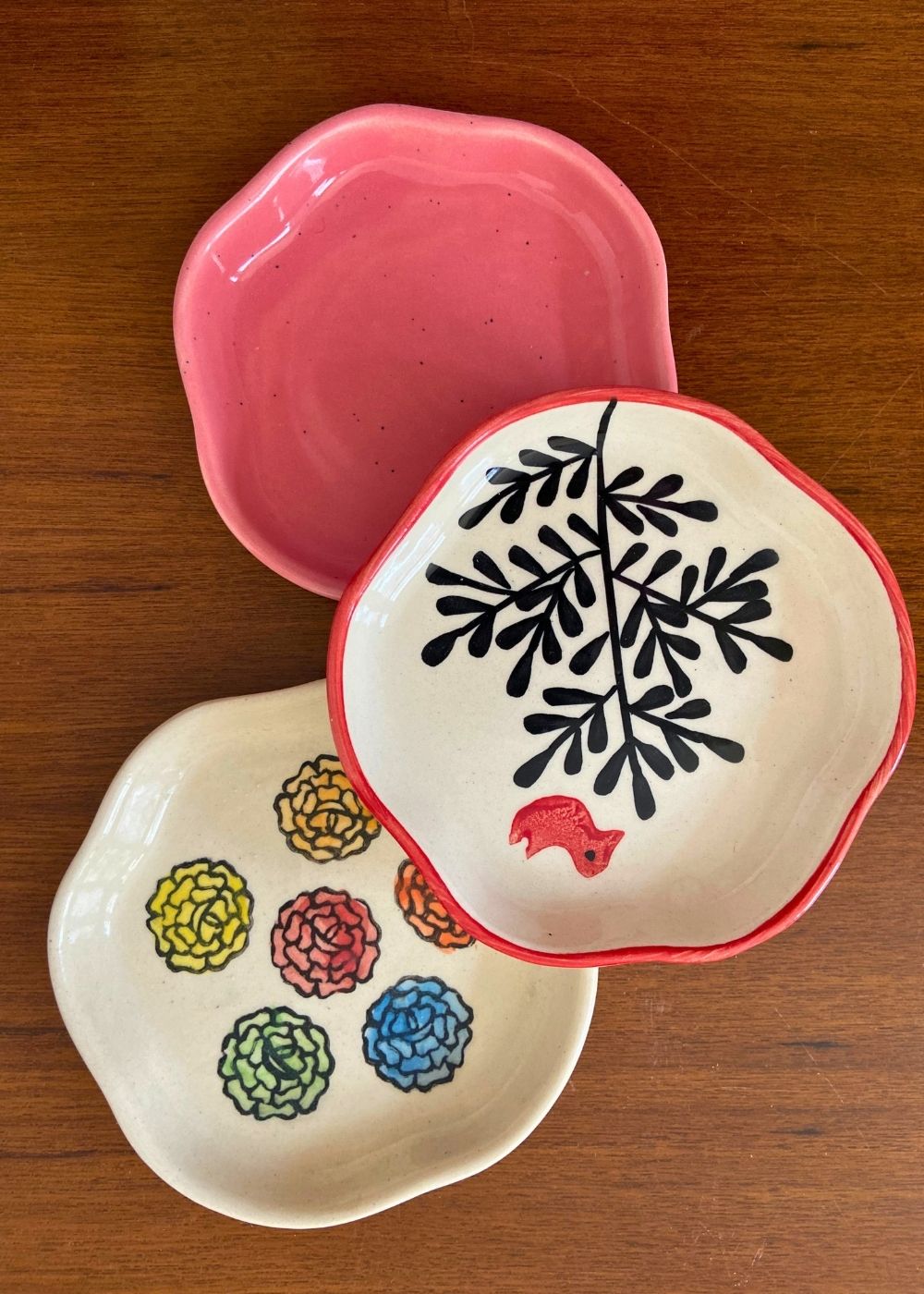 set of three dessert plate handmade in india 