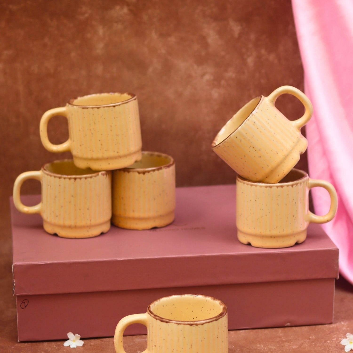 handmade Set of 6 - Ivory Bliss Tea Cups in a gift box