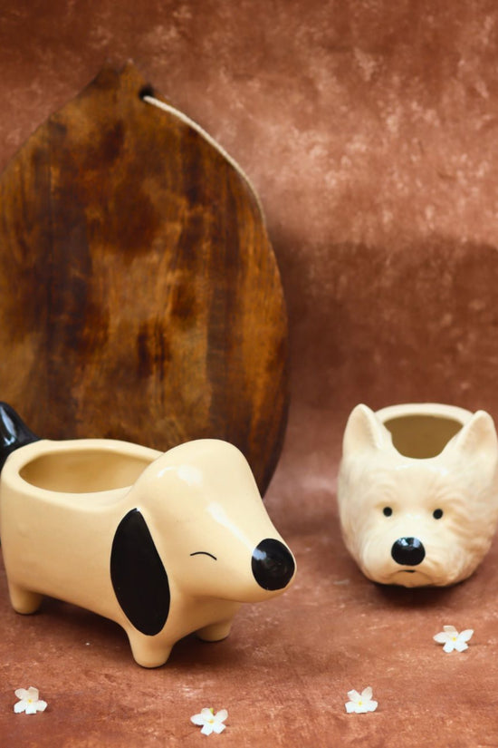 Cutest Dog Planter & Pomeranian Dog Planter combo made by ceramic