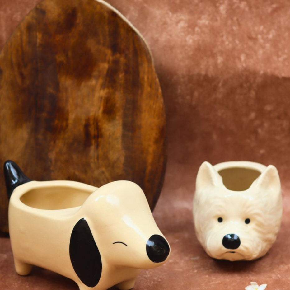 Cutest Dog Planter & Pomeranian Dog Planter combo made by ceramic