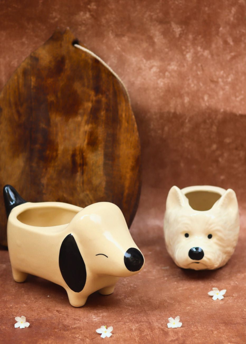 Cutest Dog Planter & Pomeranian Dog Planter combo made by ceramic