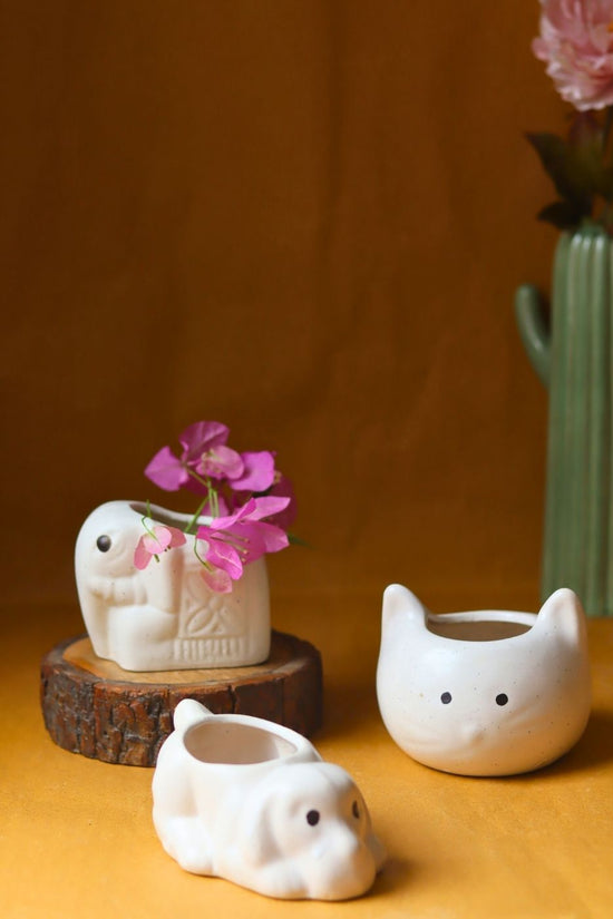 handmade Set of 3 - Happy Tails Planters