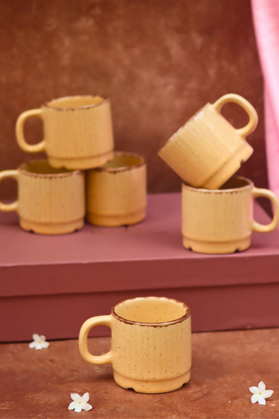 Set of 6 - Ivory Bliss Tea Cups in a gift box made by ceramic