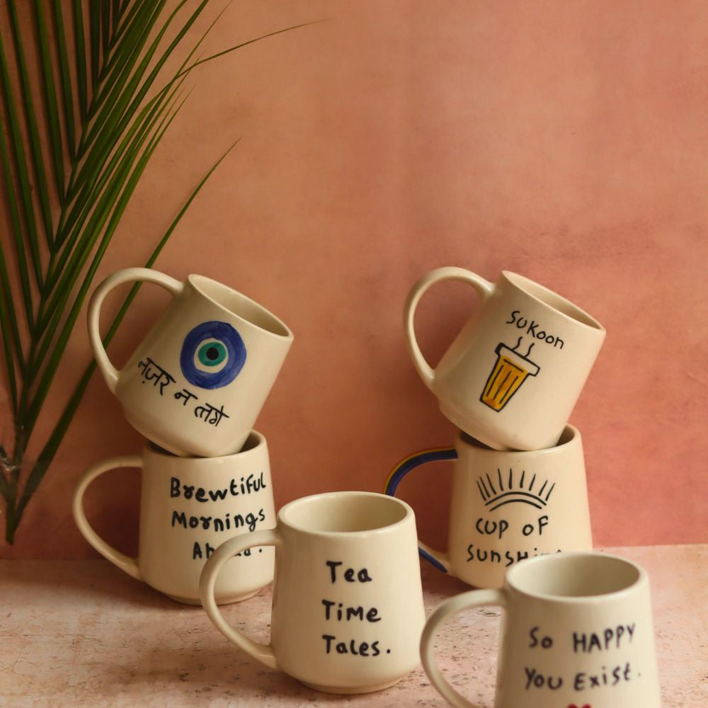 Handmade Set of 6 (Quoted Mugs) for the price of 5