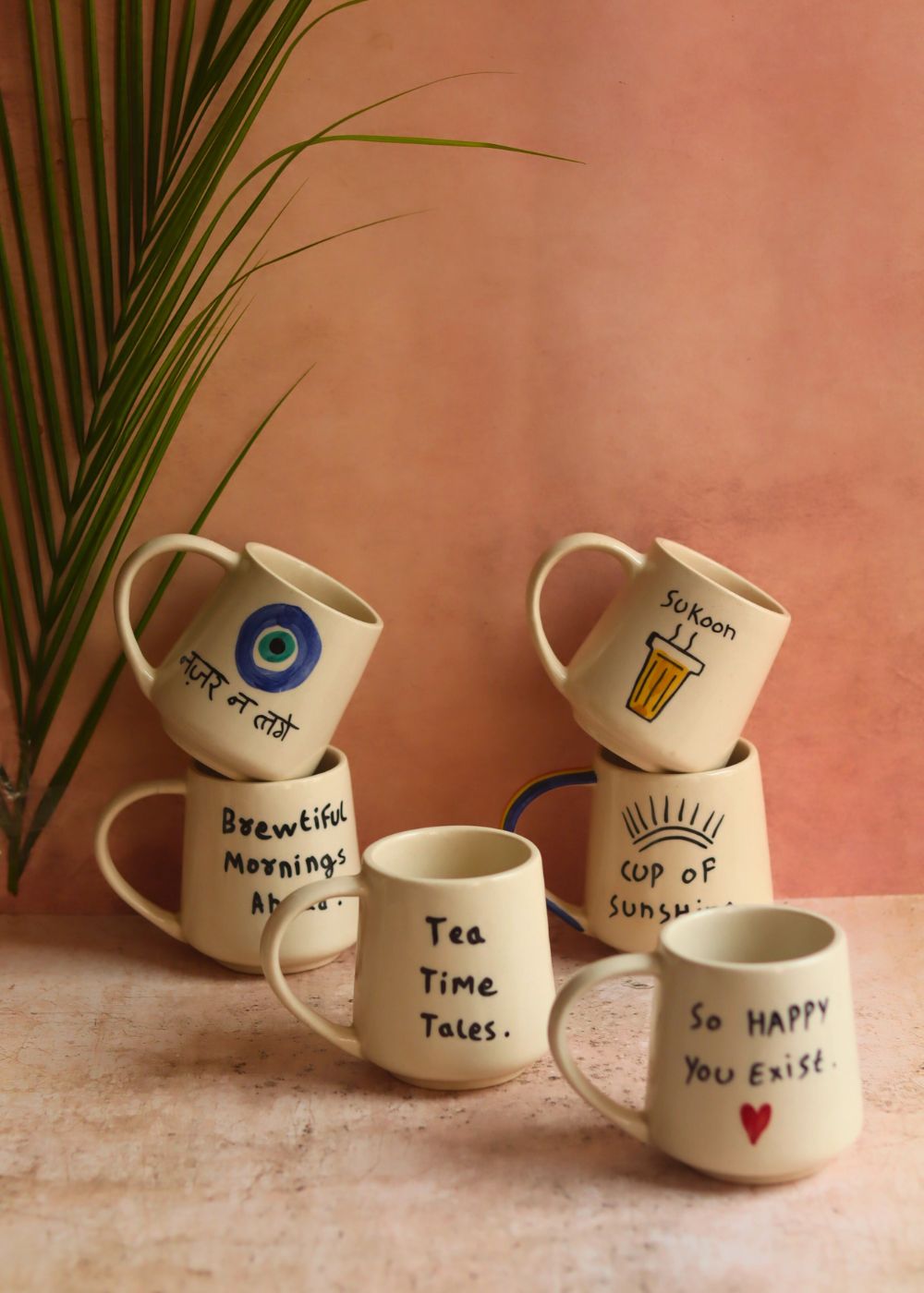 Handmade Set of 6 (Quoted Mugs) for the price of 5