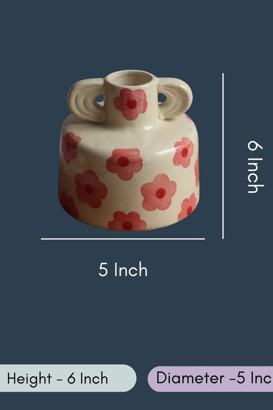 Pink Floral Print Ceramic Vase
