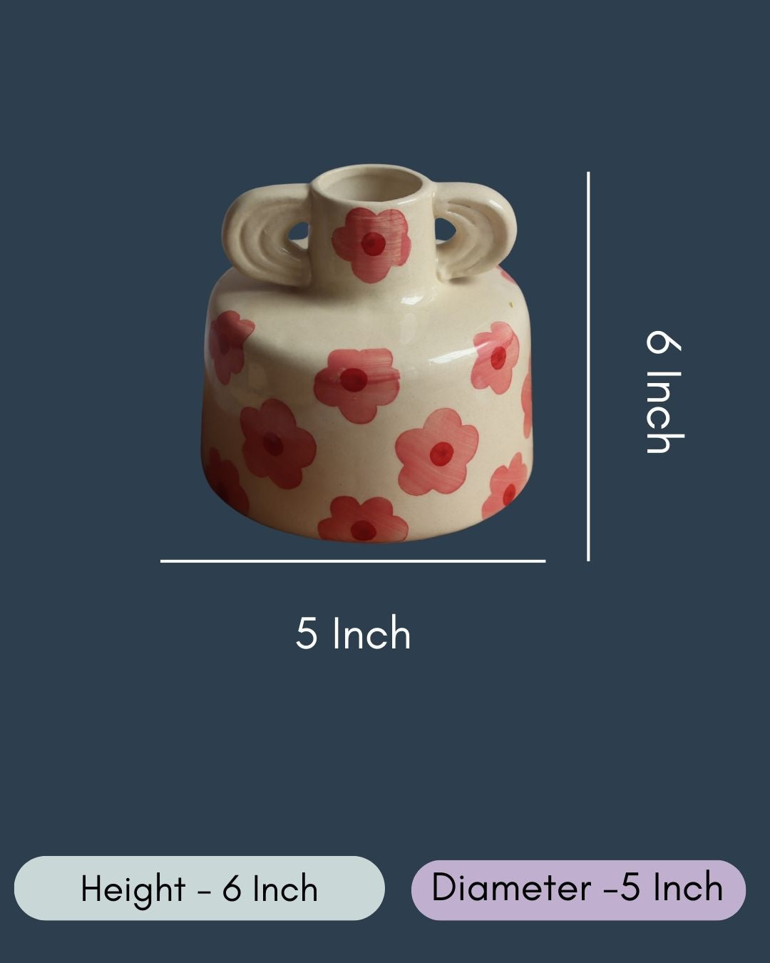 Pink Floral Print Ceramic Vase