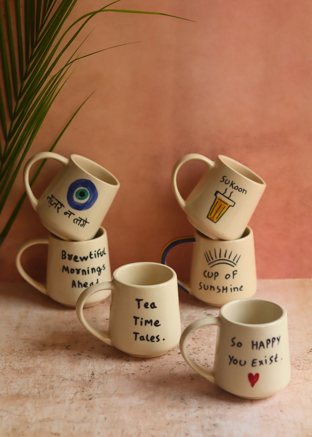 Set of 6 (Quoted Mugs) for the price of 5 made by ceramic