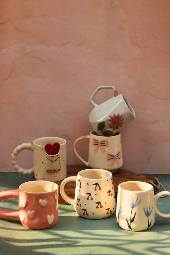 Set of 6 Blooming Hearts Mugs (for the price of 5)