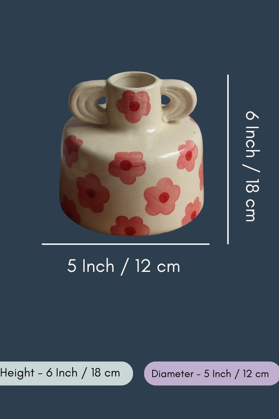 Pink Floral Print Ceramic Vase