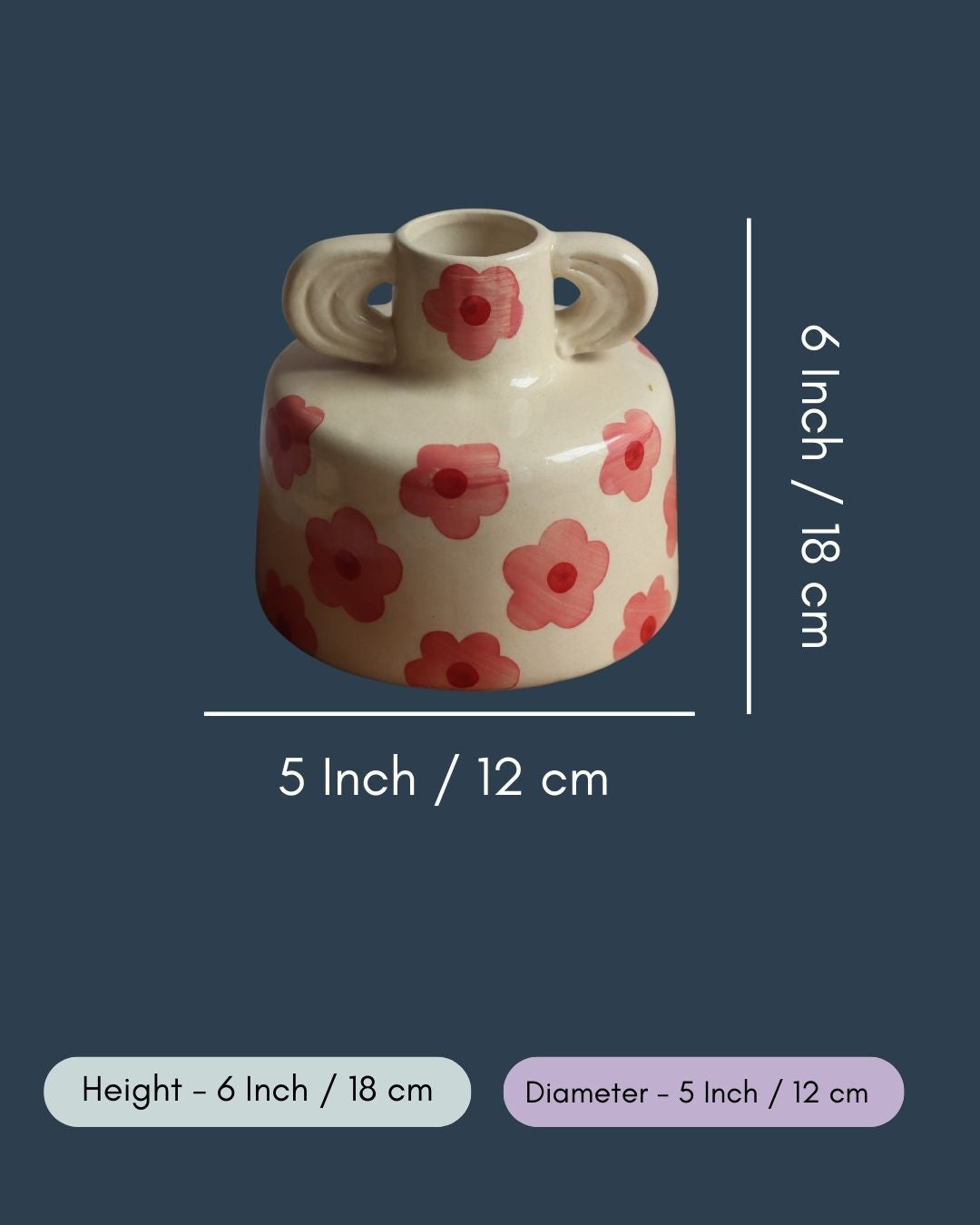 Pink Floral Print Ceramic Vase