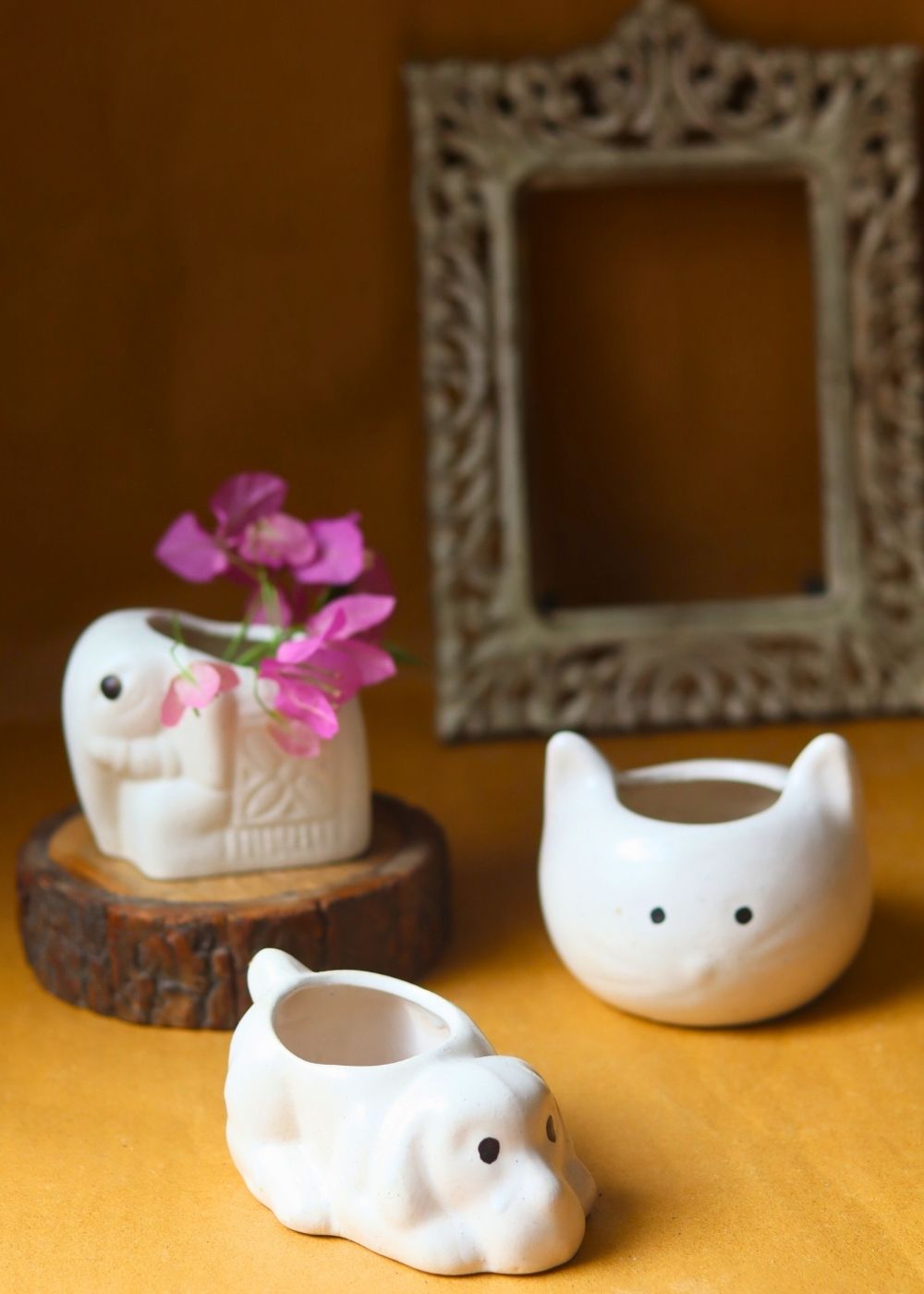 Set of 3 - Happy Tails Planters made by ceramic