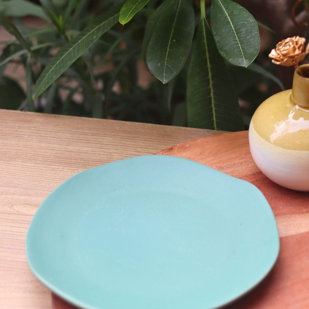 Handmade misfit teal plate