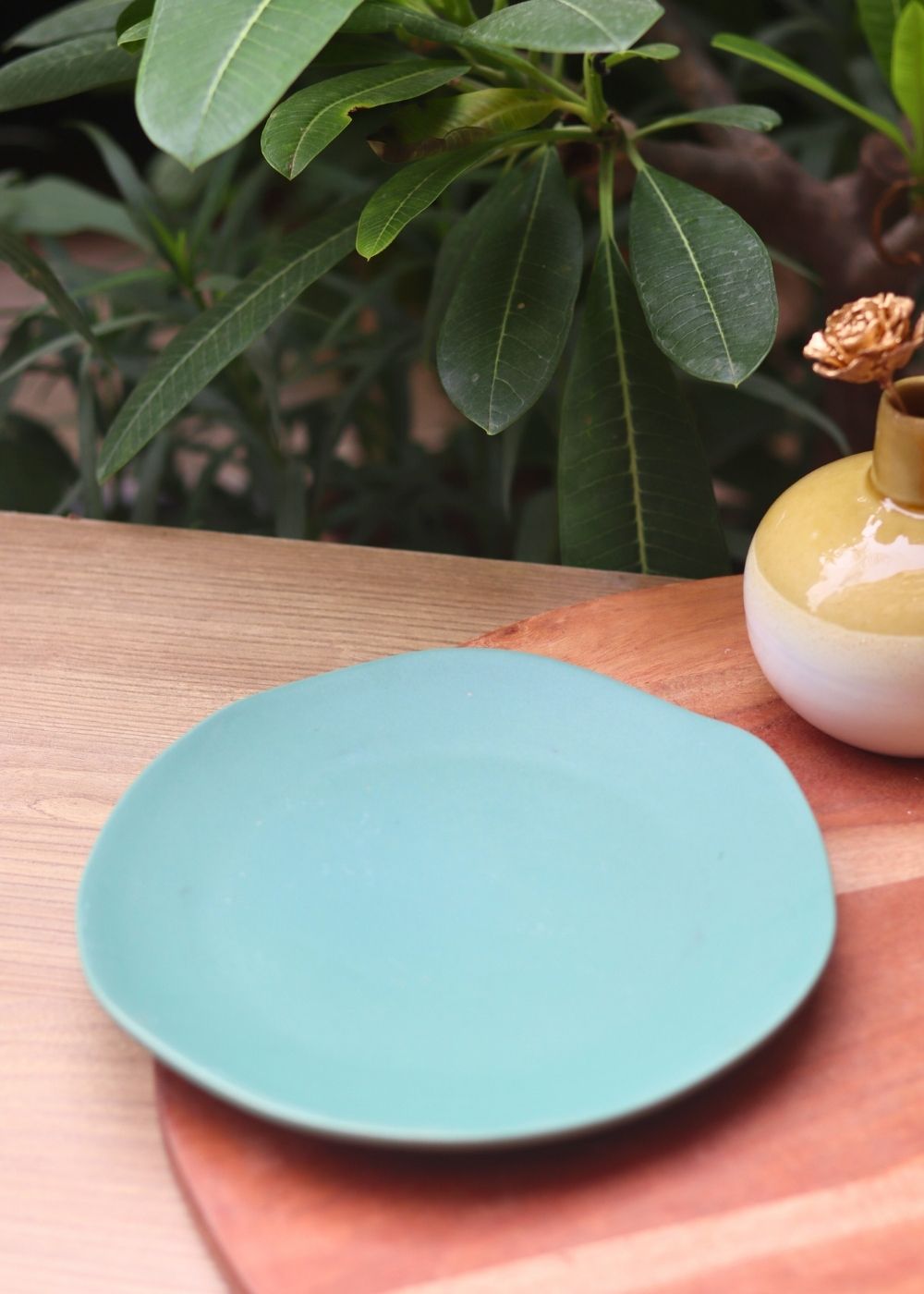 Handmade misfit teal plate