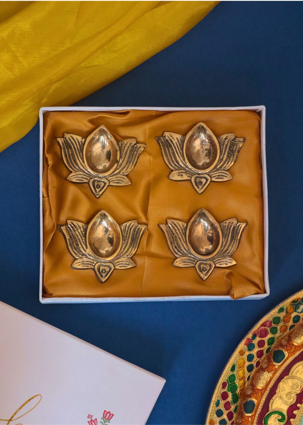 Brass Lotus Diya  in a Gift Box with premium quality material