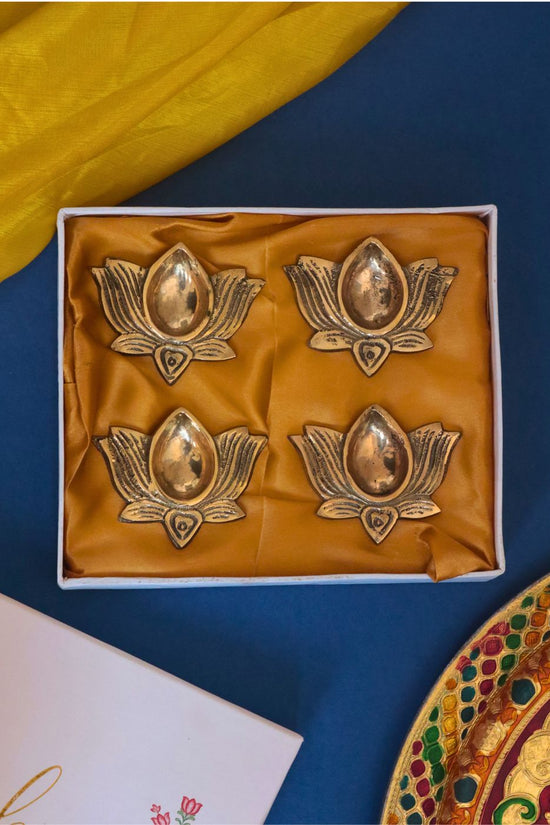 Brass Lotus Diya  in a Gift Box with premium quality material