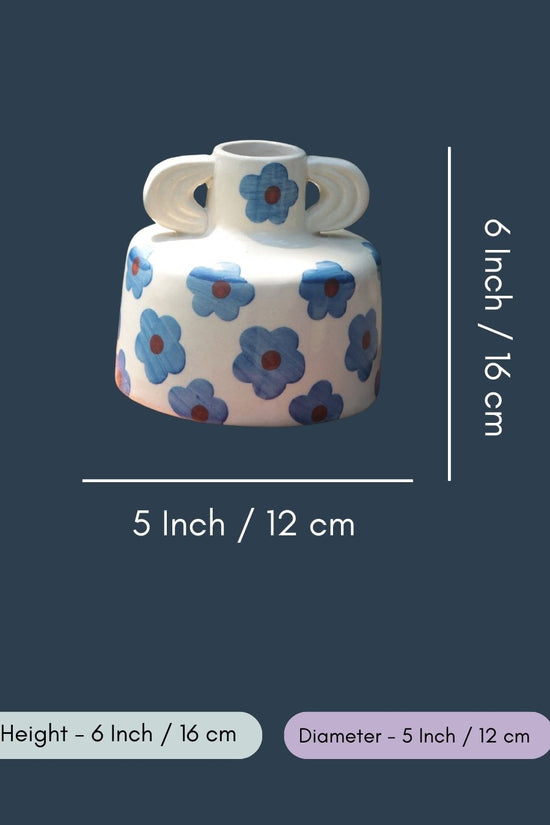 Blue Floral Print Ceramic Vase