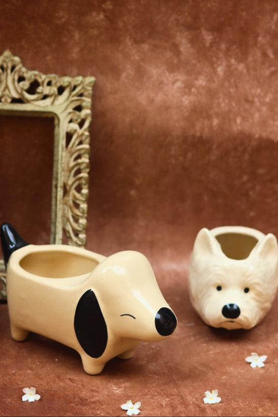 Cutest Dog Planter & Pomeranian Dog Planter combo handmade in India