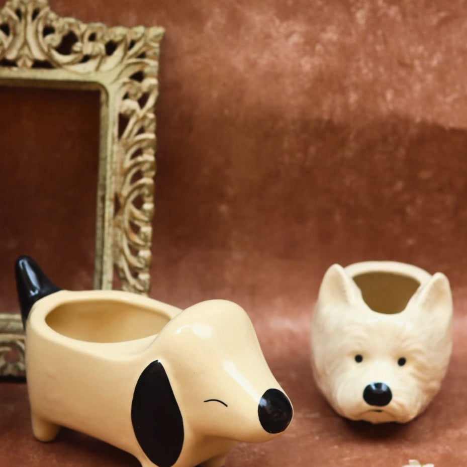 Cutest Dog Planter & Pomeranian Dog Planter combo handmade in India