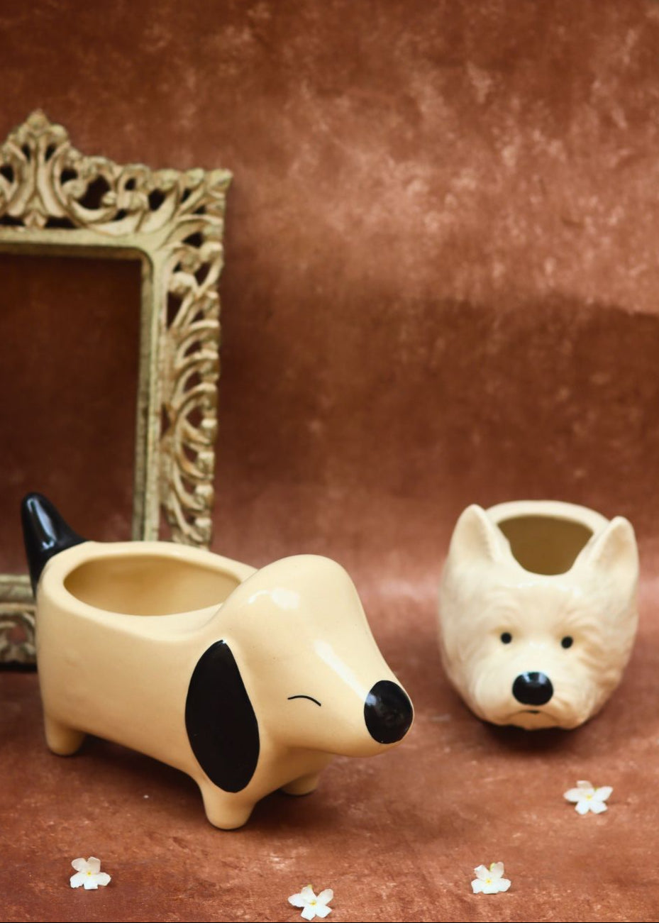 Cutest Dog Planter & Pomeranian Dog Planter combo handmade in India
