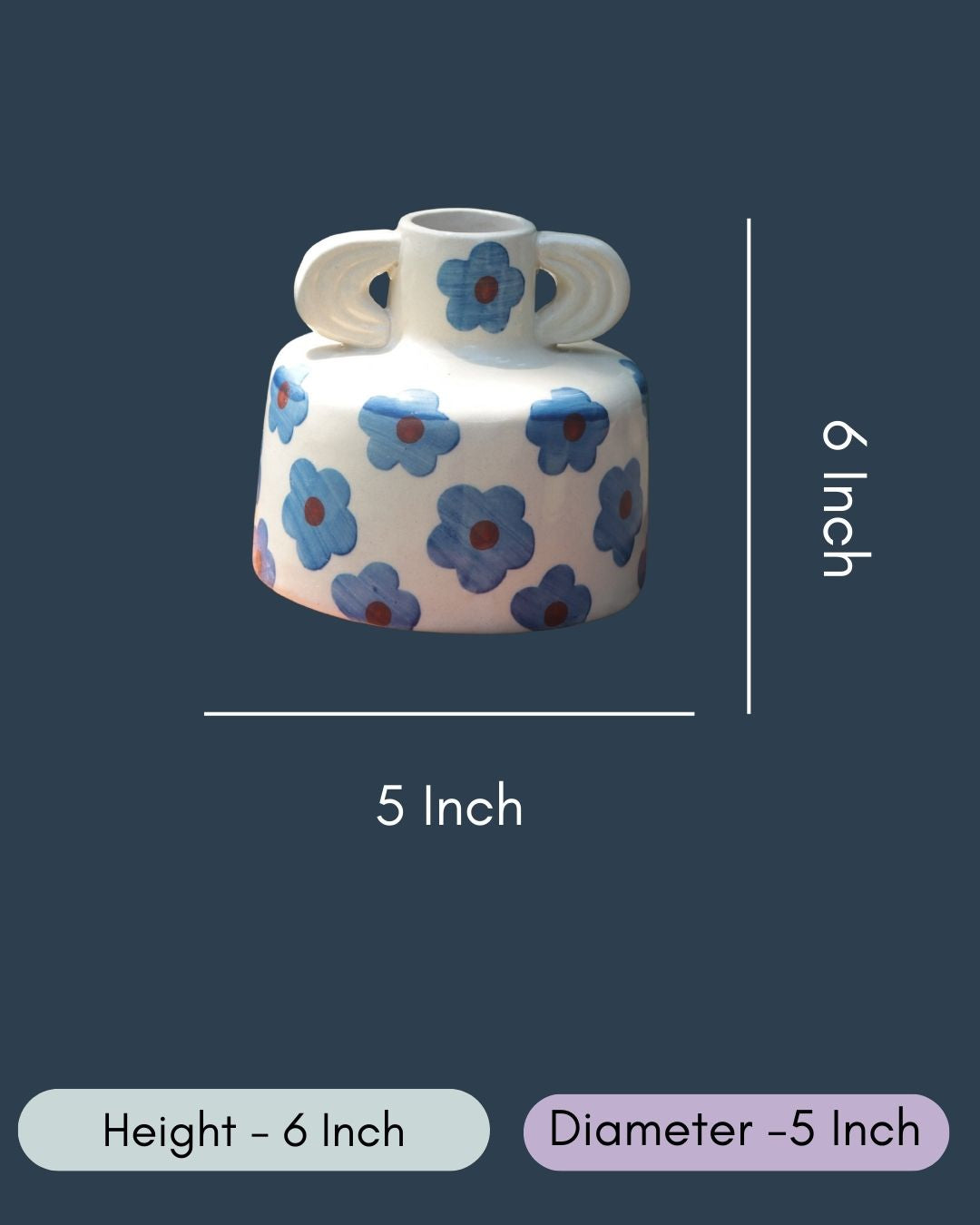 Blue Floral Print Ceramic Vase