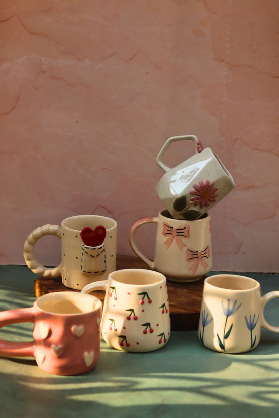 Set of 6 Blooming Hearts Mugs (for the price of 5)