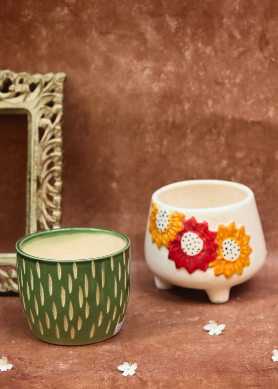 handmade Floral Bliss & Etching Green planter