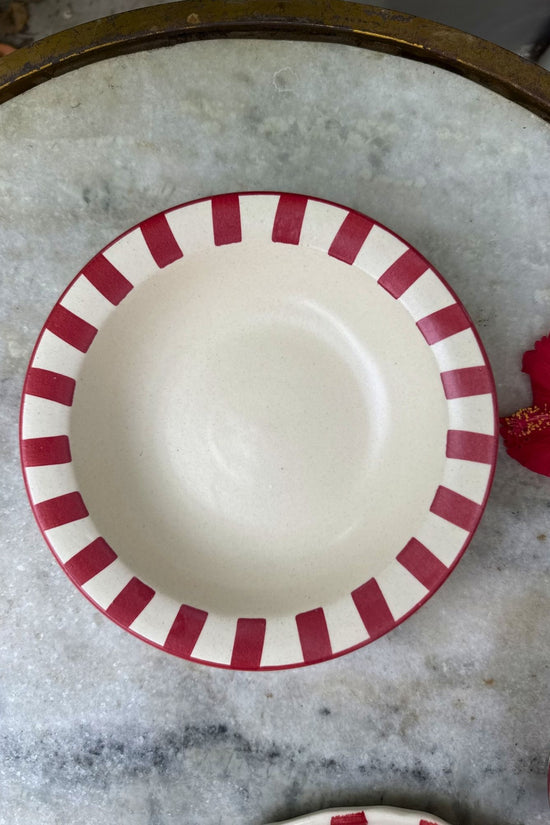 Red striped pasta plate with premium quality material