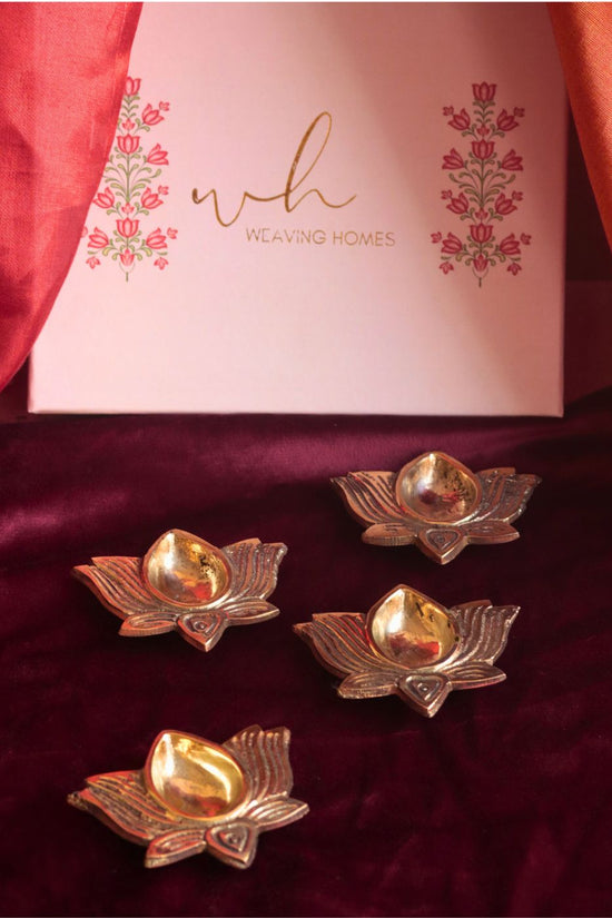 Brass Lotus Diya  in a Gift Box made by brass