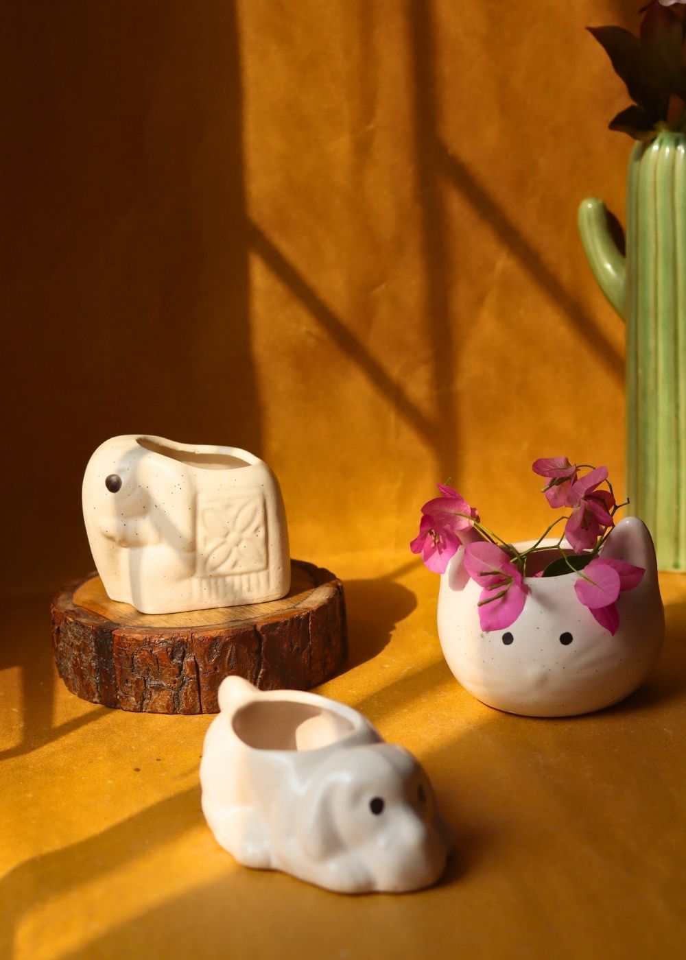 Set of 3 - Happy Tails Planters handmade in India