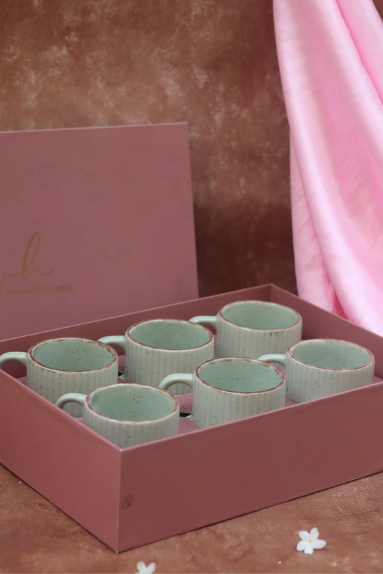 handmade Set of 6 - Mint Bliss Tea Cups in a gift box