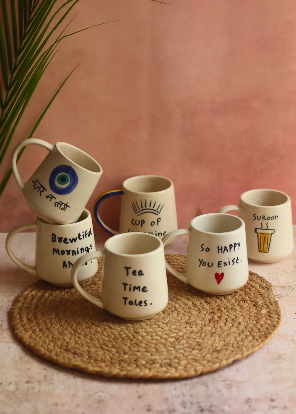 Set of 6 (Quoted Mugs) for the price of 5 handmade in india