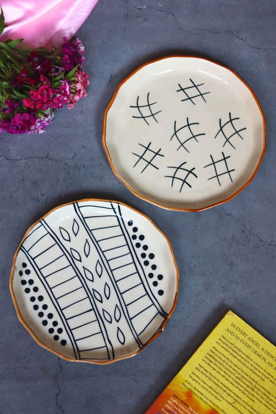 Handmade Paisley Dreams & Tic Tac Toe Snack Plates