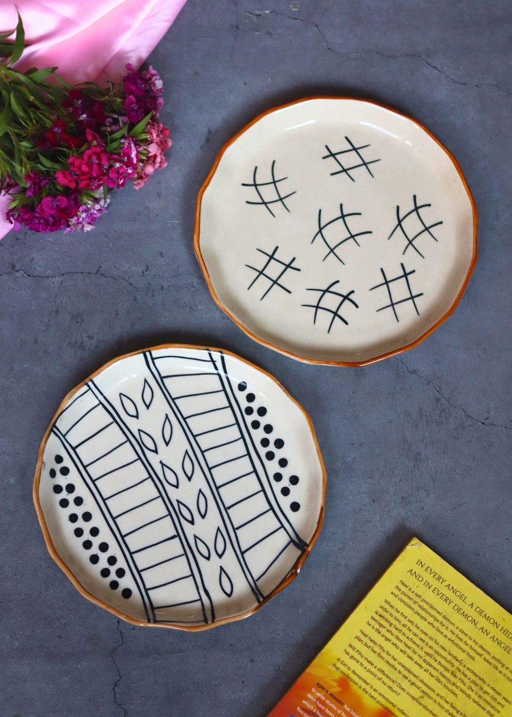 Handmade Paisley Dreams & Tic Tac Toe Snack Plates