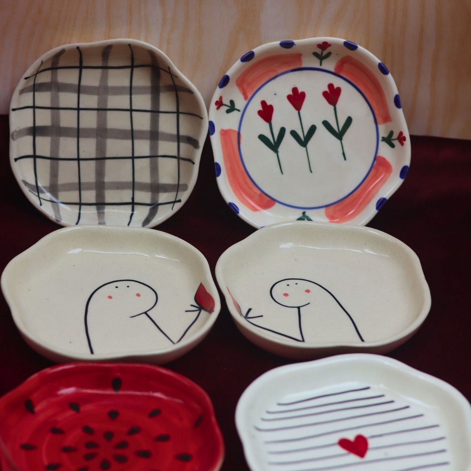 handmade Set of 6 Tasty Treat Handmade Dessert plate (for the price of 5)