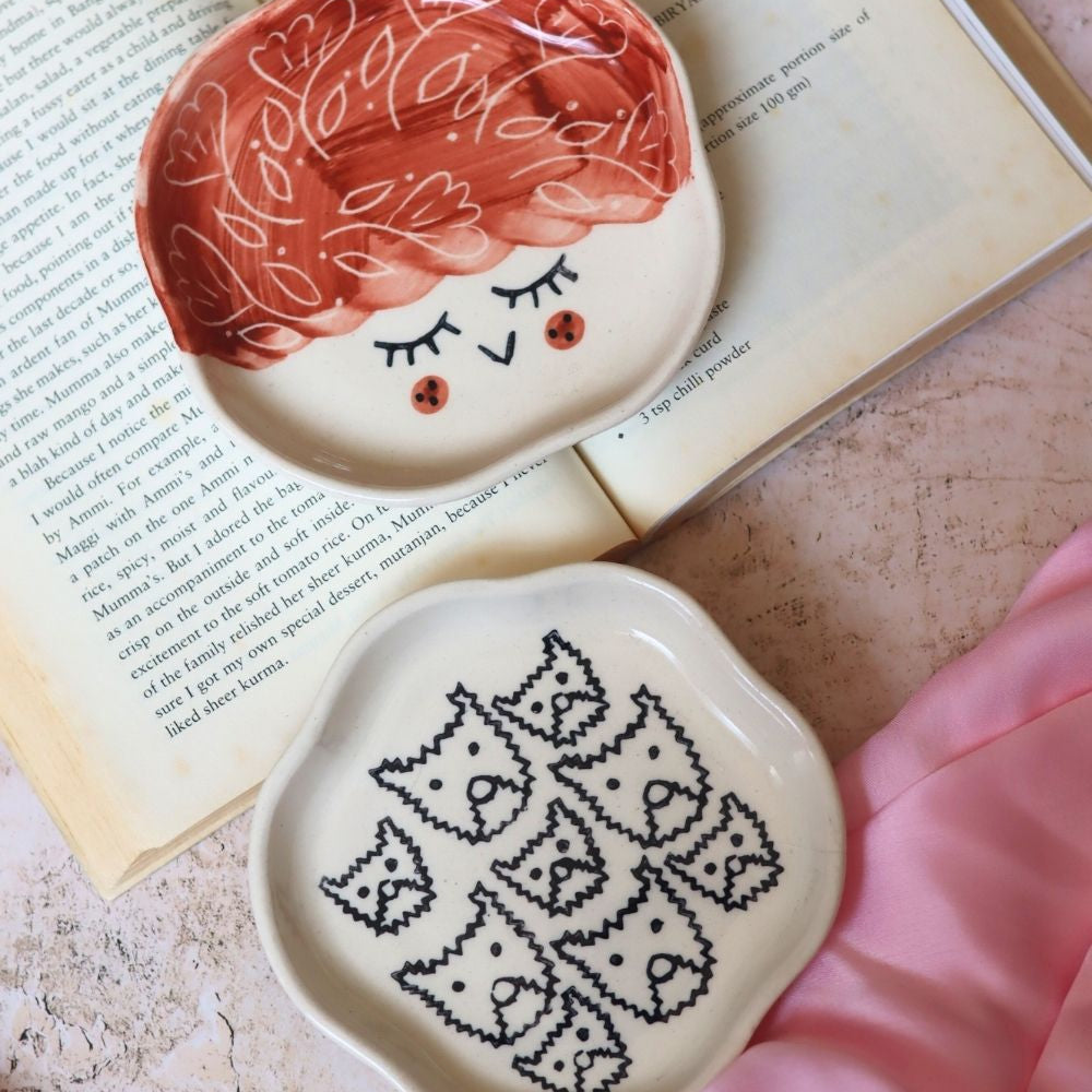 Cats & Tweety Handmade Dessert Plate made by ceramic