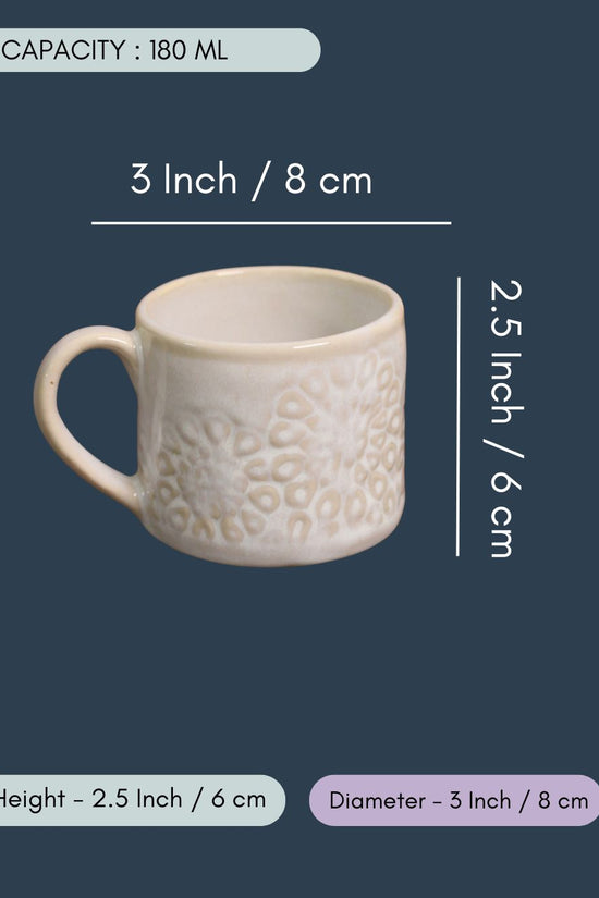 White Floral Engraved Coffee Mug