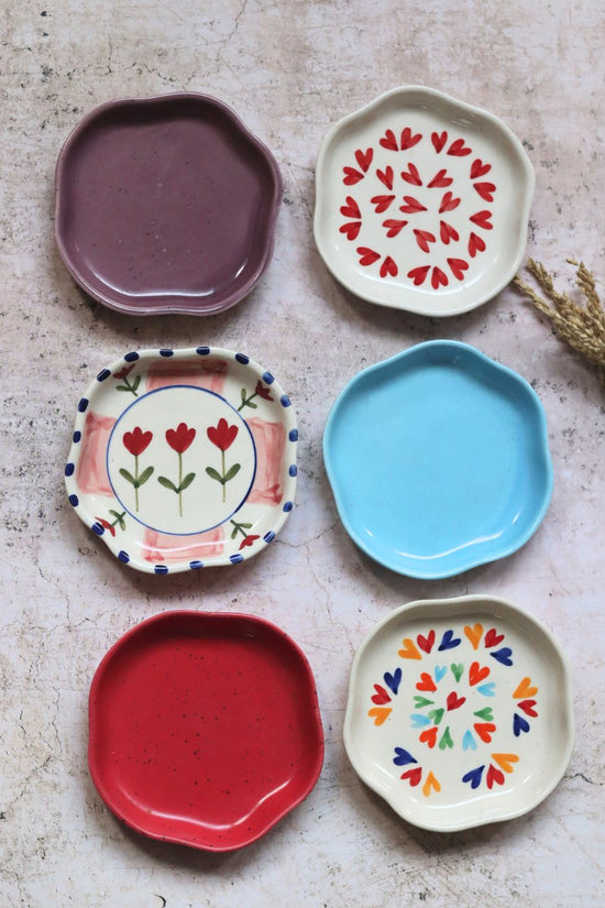 Set of 6 (colorful) handmade dessert plates (For the price of 5)