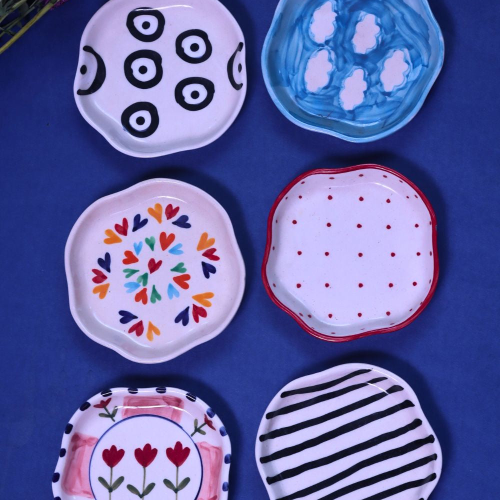 handmade Set of 6 Artful Dessert plate (for the price of 5)