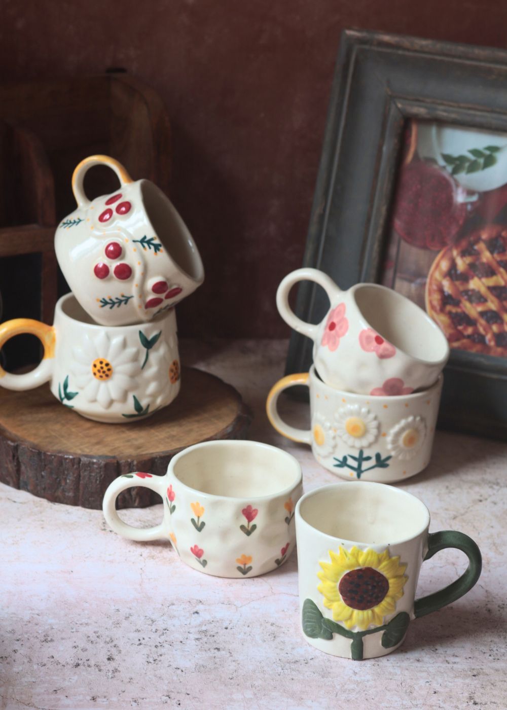 Handmade Set of 6 Blossom Bliss Mugs (for the price of 5)