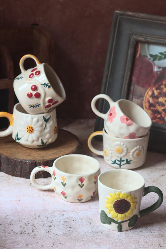 Handmade Set of 6 Blossom Bliss Mugs (for the price of 5)