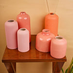 set of 6 pink vases handmade in india